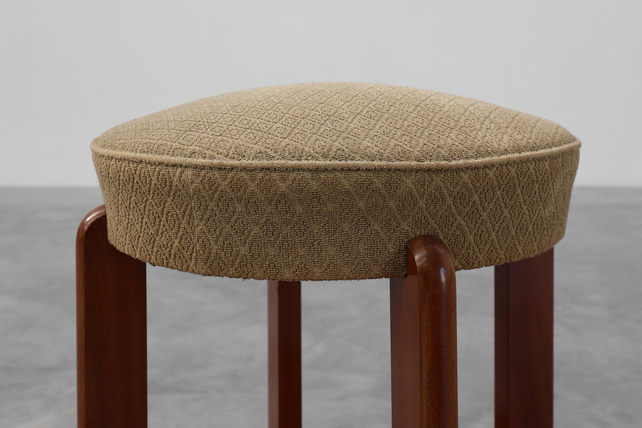 Art Deco stool in wood with original fabric, France ca. 1920thumbnail